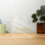 Load image into Gallery viewer, Customizable Printed Heart Shaped Acrylic Plaque
