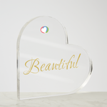 Load image into Gallery viewer, Customizable Printed Heart Shaped Acrylic Plaque
