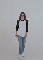 Load and play video in Gallery viewer, Tultex 245 Unisex Fine Jersey Raglan Tee w Tear Away Label.mp4
