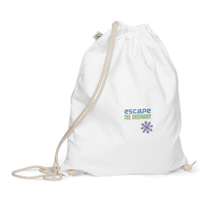 "Escape The Ordinary" Organic Cotton Drawstring Bag (Green Winter Collection 2022)
